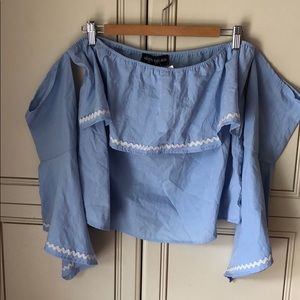 white eyelash off shoulder blouse!